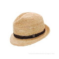 Casual Natural Raffia Woven Straw Hat, Fedora Stylish Ladies' Casual Hats For Normal Day